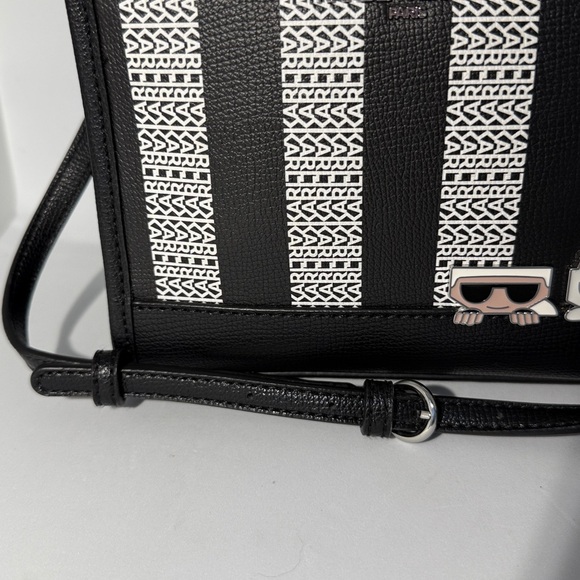 Karl Lagerfeld Black/White/ Gray Paris Maybelle Mini Top Handle - Picture 8 of 9